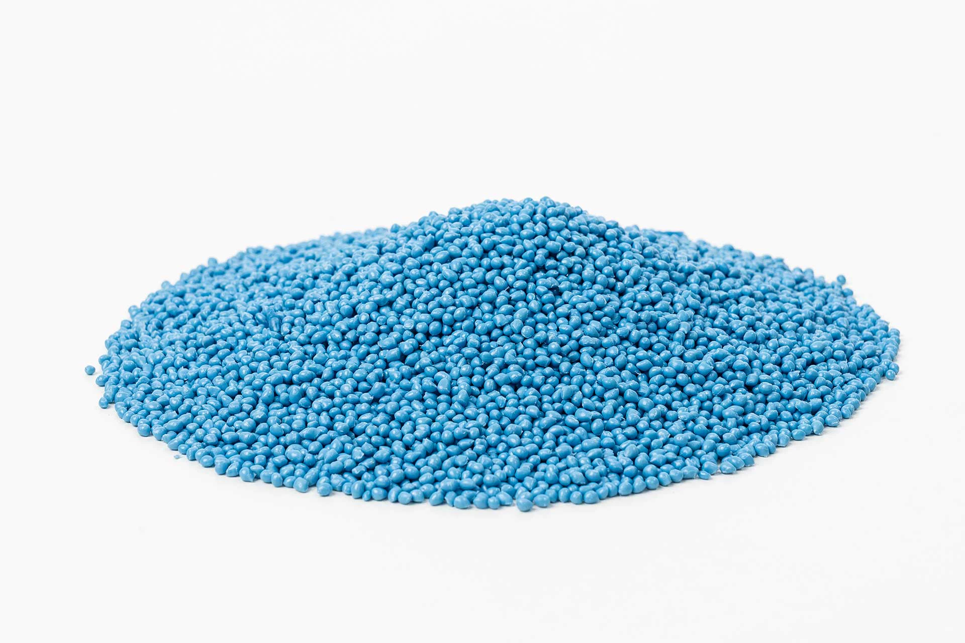 A stack of deep blue PET resins