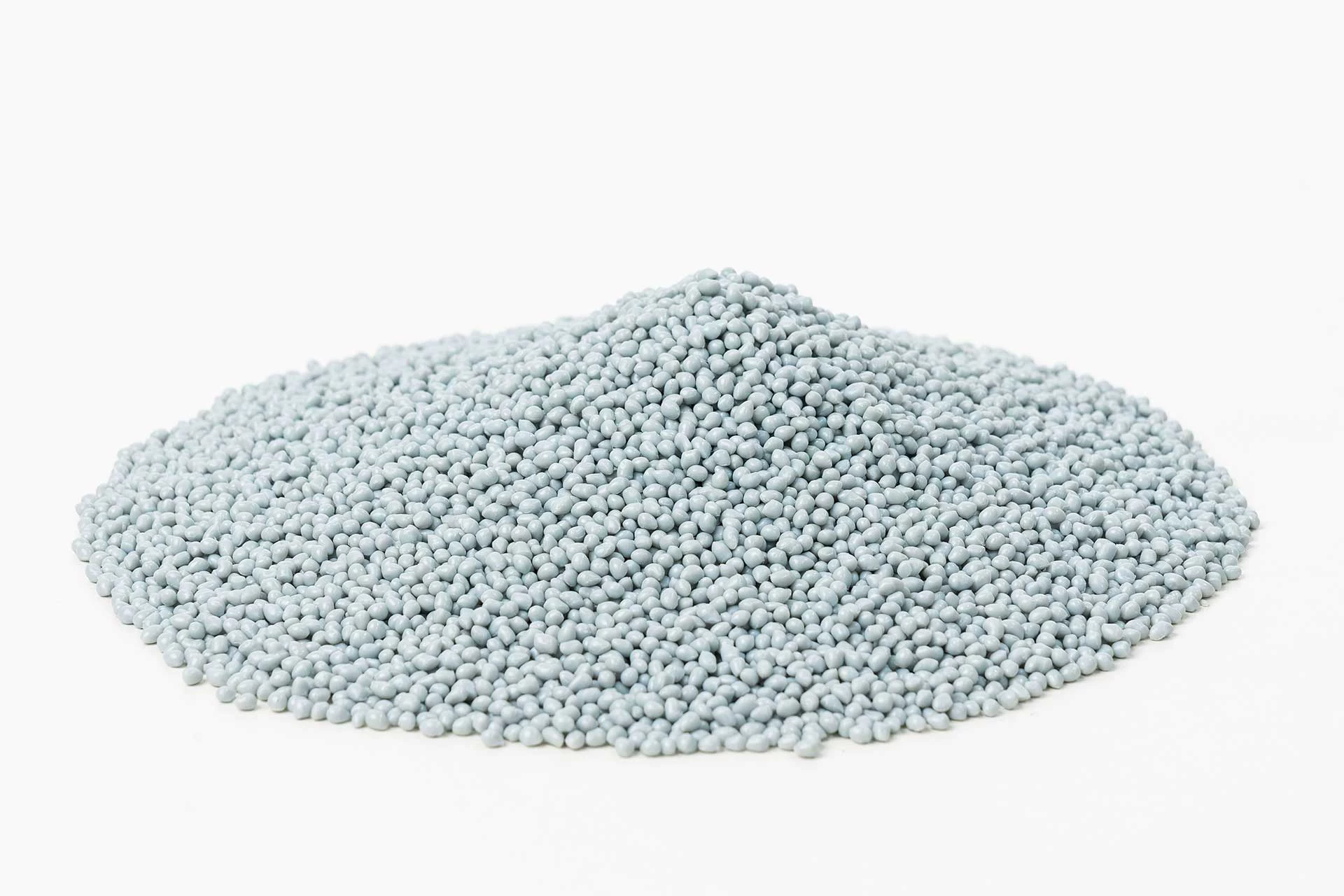 A stack of light grey PET resins