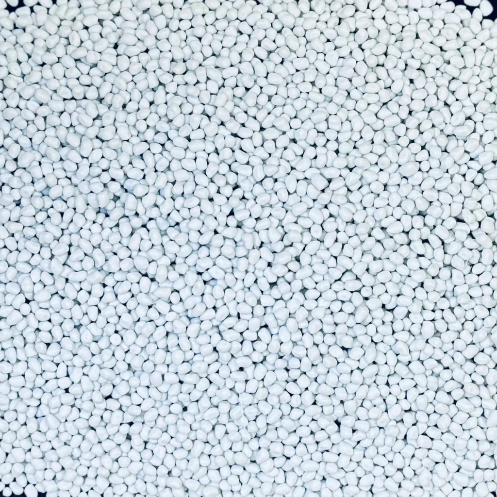 top quality white recycled rPET pellets close up